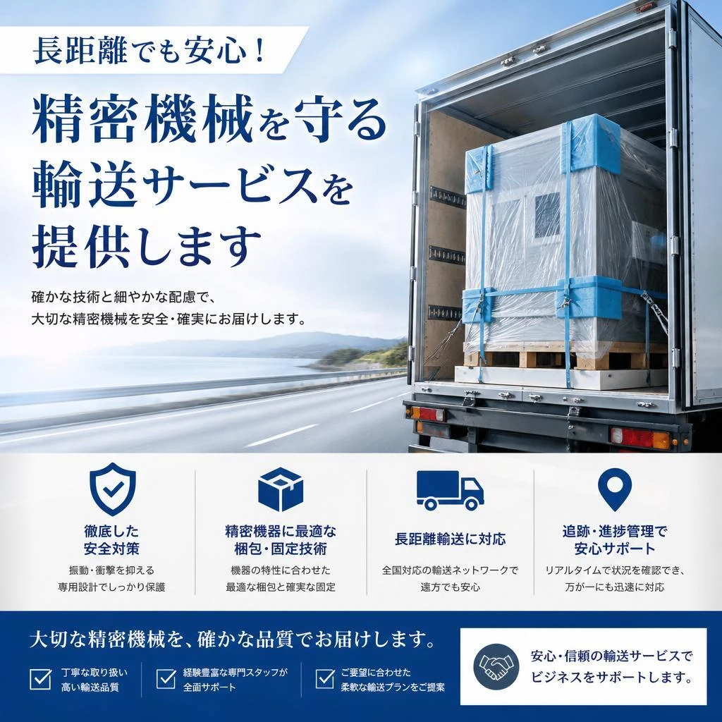 長距離でも安心！精密機械を守る輸送サービスを提供します