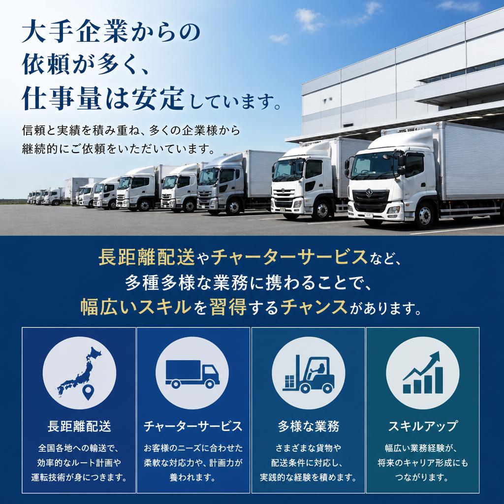安定した仕事と多様な業務内容