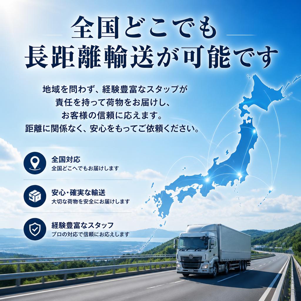 長距離輸送でも安心・着実に届けます