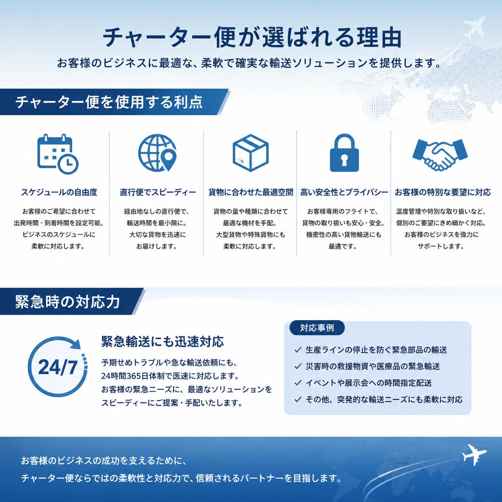 チャーター便での柔軟な対応