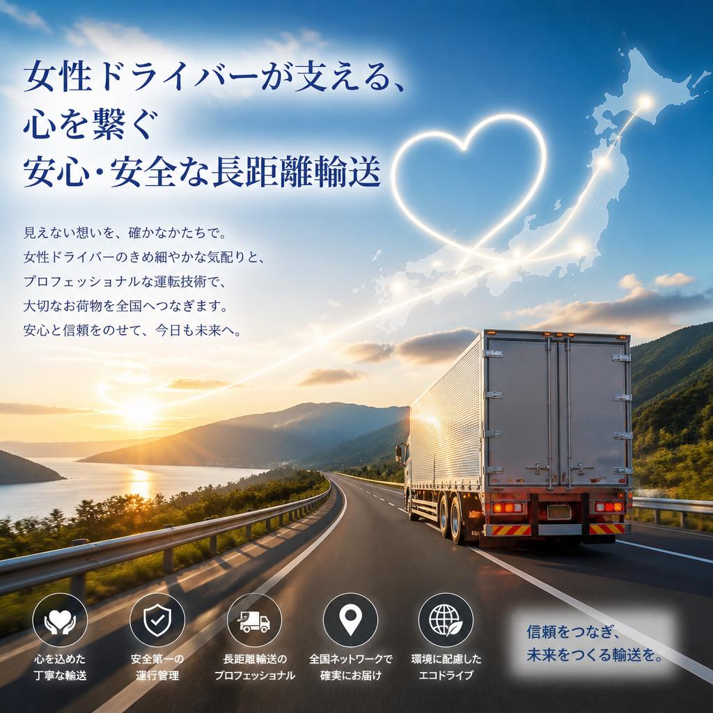 女性ドライバーが支える、心を繋ぐ安心・安全な長距離輸送